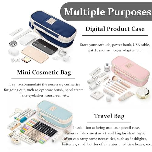 Large Capacity Pencil Case, Pencil Case for Adult, Cute Pencil Case, Pen Pencil Organizer for Stationery Supplies Marker Highlighter for Middle High School Student Kids Adult (Pink) thumbnail 7