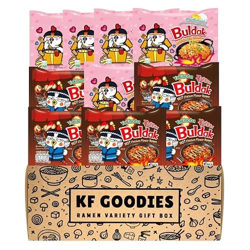 KF GOODIES Korean Ramen Variety Pack Gift Box (10 Count) – Spicy Buldak Noodle Assortment for Birthdays, College Care Packages, Office Snacks, and Gift Baskets - Image 1