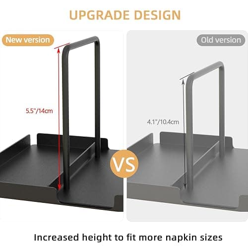 Napkin Holder for Table, Metal Napkin Holder with Salt and Pepper Shakers Caddy, Standing Paper Napkin Storage for Kitchen Dining Table Decor, Black thumbnail 4