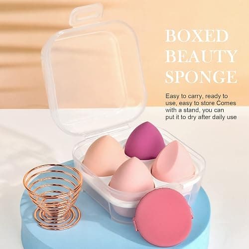 AUAUY 4 PCS Make up Schwamm Set, Foundation Blending Beauty Sponge, Beauty Makeup Schwämme Blender für Flüssigkeit Foundation Puder Sonnenschutz und Creme mit 1 Schwammhalter, 1 Puderquaste thumbnail 7