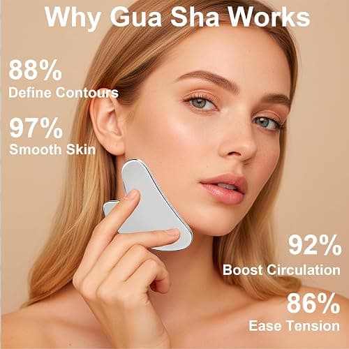 Stainless Steel Gua Sha Tool & Lymphatic Drainage Face Brush Set, TWPER Facial Massage Kit for Jawline Sculpting Puffiness Lifting Relaxation, Contour Face Brush with Storage Case thumbnail 6