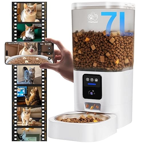 Frienhund Automatic Cat Feeder with 2K Camera: 5G WiFi Automatic Dog Feeder with Night Vision,Cat Food Dispenser with 7L Large Food Storage Container for Multiple Pet,Detachable for Easy Clean -29 Cup - Image 1
