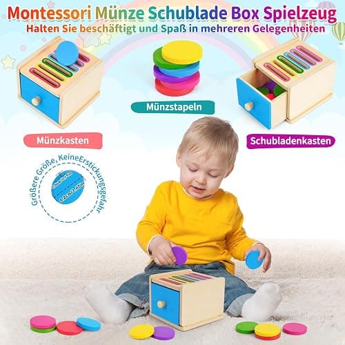 FCSONU Kinder Montessori Spielzeug ab 1 2 3 Jahre Jungen Mädchen, Holzspielzeug ab 1 Jahr, Farbe Sortierspiel Steckspiel Kinderspielzeug ab 2, Ostern Kindertag Geburtstag Geschenk für Baby Weihnachten thumbnail 3