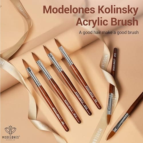 Modelones Kolinsky Sable Acrylic Nail Art Brush Red Wood Pen Nail Brushes for Extension 3D Carving Designs Professional Manicure Tool (10#) thumbnail 6
