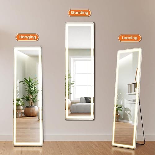 NEWBULIG Full Length Mirror, Full Body Floor Mirror with Aluminum Alloy Thin Frame, Wall or Standing Mirror for Bedroom, Living Room, Dressing Room thumbnail 4