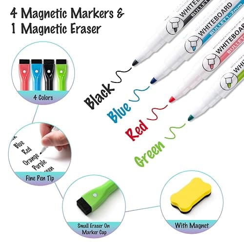 2-Pack Magnetic Dry Erase Board Sheet for Refrigerator, 12"X8" Erasable Fridge Whiteboard with 4 Markers & 1 Eraser, Small Flexible Magnet Blank Notepad for Home Kitchen Organizer Planner to-Do List thumbnail 3