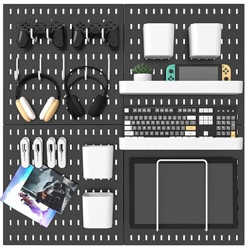 MULSAME Pegboard Combination Kit, 25.2" x 25.2" Wall Mounted Storage Set with 4 Pegboards & 20 Accessories Hanging, Peg Boards Organizer - Image 1