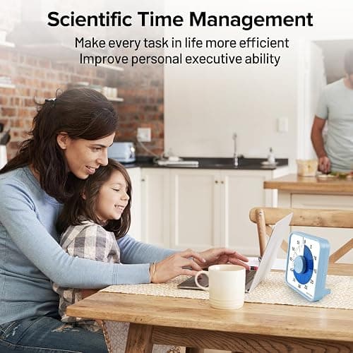 Secura 60-Minute Visual Countdown Timer, 7.5-Inch Oversize Classroom Visual Timer for Kids and Adults, Durable Mechanical Kitchen Timer Clock with Magnetic Backing (Navy Blue) thumbnail 7