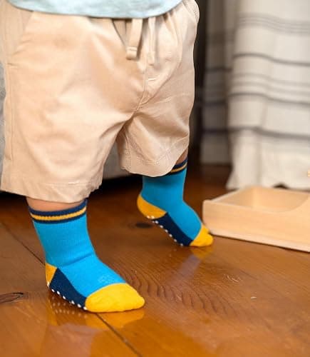 JAKIDAR 12 Pack Baby Toddler Socks Non Slip Grip Cotton Crew Socks for Boys Girls Infants Kids thumbnail 3