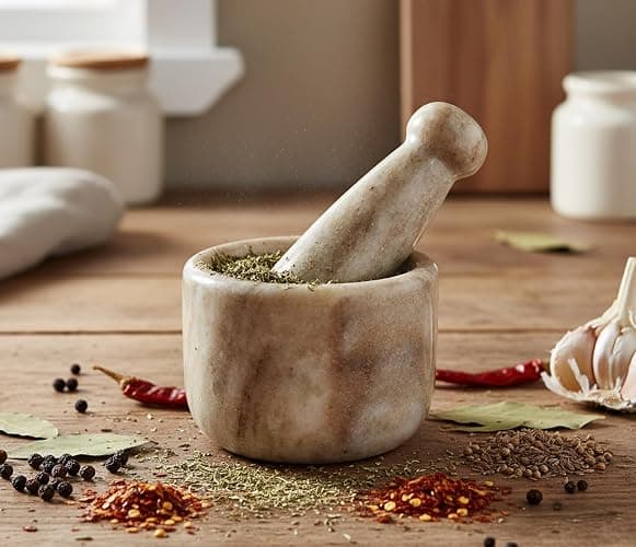 KLEO 2.5” Natural Stone Mortar and Pestle Set – Heavy Duty Spice & Herb Grinder, Guacamole Masher,Non-Porous, Odor Resistant – Garlic Crusher, Seed Grinder, Kitchen Tools - Image 1