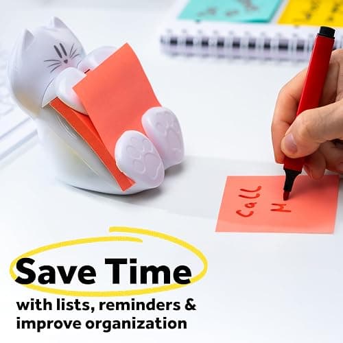 Post-it Note Dispenser, White Cat Design, 1 Dispenser, 1 Pad, 45 Sheets | Sticky Notes Holder for Desk, Classroom or Office Supplies thumbnail 10