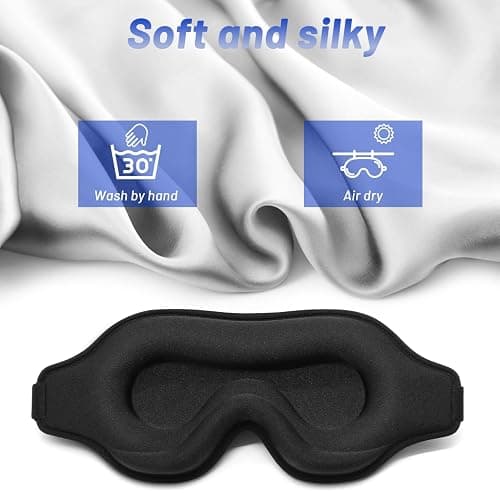 Sleep Eye Mask for Side Sleeper, Lash Extensions 3D Contoured Cup Sleeping Mask for Men Women, Travel Blackout Night Blindfold Eye Shade Cover with Adjustable Strap (Black-Side Sleeper) thumbnail 6
