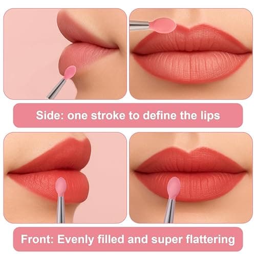 XLIUAX 10 Pcs Lip Scrub Brush, 3-in-1 Silicone Lip Brush Dual-ended Lips Scrubber Exfoliator Mask Applicator Facial Cleansing Brushes for Dark Lips Makeup Skincare Removal thumbnail 6