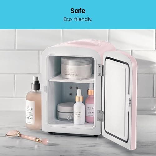 Chefman - Iceman Mini Fridge, 4 Liter/6 Can, Portable, Provides Compact Storage For Skincare, Snacks, Beverages and More, Cooler and Warmer Personal Fridge, Home/Car/Bedroom, Pink thumbnail 2