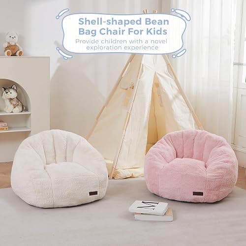 MAXYOYO Bean Bag Chair for Kids, Shell Shaped Bean Bag Couch for Boys and Girls, Toddler Chair Bean Bag Sofa for Playroom, Nursery Room, Beige thumbnail 7