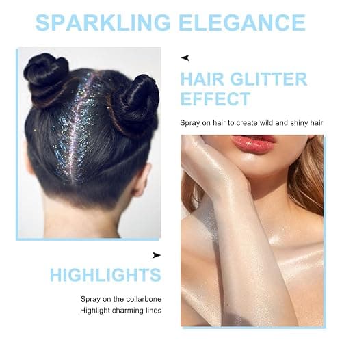 Hair and Body Glitter Spray, Shimmering Powder Sparkle Powder Makeup, Glitter Loose Sparkle Makeup for Body Highlighter,Festival Prom Rave Accessories (Sparkling Pink) thumbnail 4