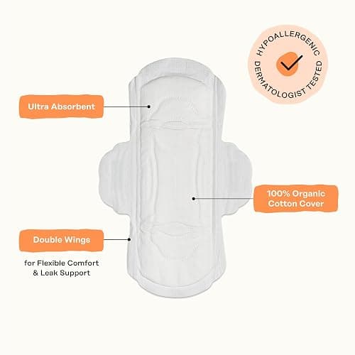 The Honey Pot Company - Sanitary Pads for Women - Non-Herbal Regular Flow w/Wings - Organic Cotton Cover & Ultra-Absorbent Pulp Core - Feminine Care - FSA & HSA Eligible - 20 ct - 20 Count (Pack of 1) - Non-Herbal Regular Flow thumbnail 5