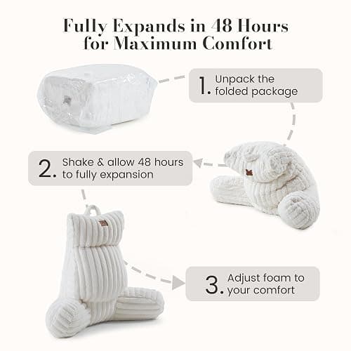 Amélie Home Faux Fur Reading Pillow with Pocket for Sitting in Bed, Adult Backrest Bed Pillow with Washable Cover for Lounging, Study & Relaxing, Sage Green 25 inches thumbnail 7