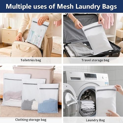WELIDAY Laundry Bag Backpack with 3 Sizes Mesh Wash Bags and Shoulder Straps Foldable Clothes Hamper Bag with Drawstring Closure for College, Apartment, Laundromat (Black) thumbnail 4
