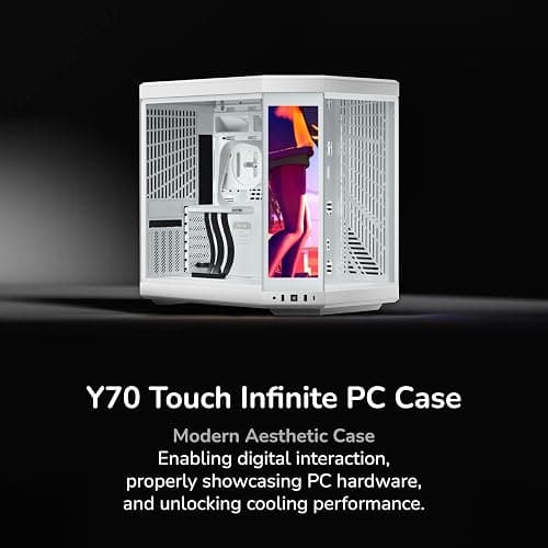 Hyte Y70 Touch Infinite Dual Chamber ATX Mid Tower Modern Aesthetic Case with Integrated 2.5K LCD Touchscreen - Snow White thumbnail 2