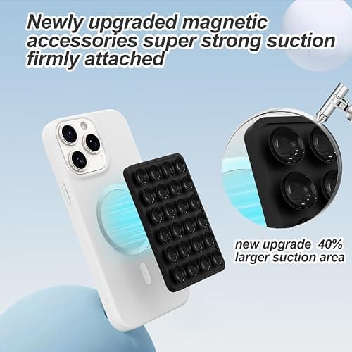 Magnetic Suction Phone Mount for MagSafe Case,Silicone Sticky Phone Grip Holder for iPhone,Removable Hands-Free Selfie/Video for TikTok & Instagram Influencer/Creator (Black) thumbnail 2