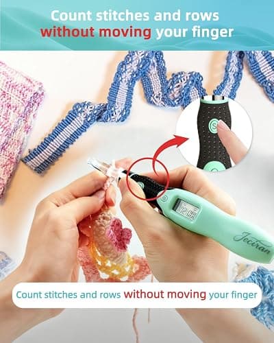Jeciran Upgraded Light Up Counting Crochet Hook Set,Light&Counter,24-in-1 | Ergonomic anti-slip grip with LED illumination, real-time row tracking,and smooth interchangeable heads for arthritic hands. thumbnail 5