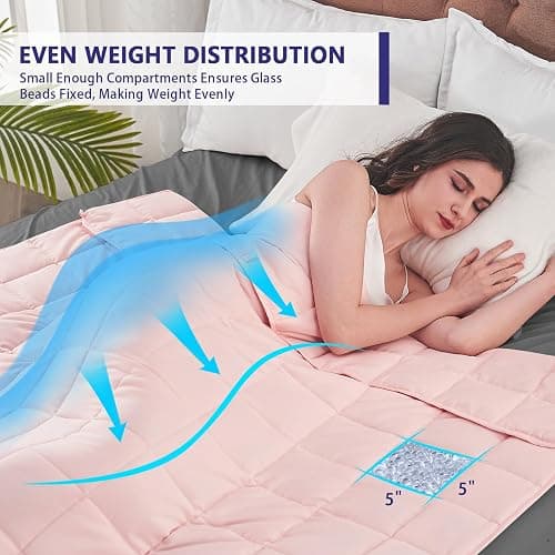 yescool Weighted Blanket for Adults (20 lbs, 60” x 80”, Pink) Cooling Heavy Blanket for Sleeping Perfect for 190-210 lbs, Queen Size Breathable Blanket with Premium Glass Bead, Machine Washable thumbnail 4