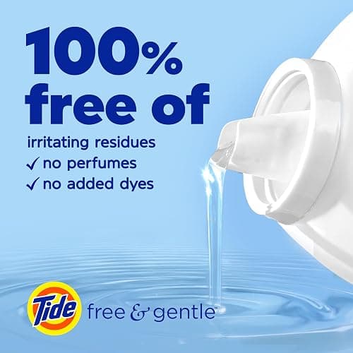 Tide Free & Gentle Liquid Laundry Detergent, 100 Loads, 132 fl oz, Tide Laundry Detergent, Clean Laundry Detergent thumbnail 6