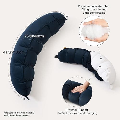 Ailuteie Peallow(Pat. Pend) – Long Round Body Pillow for Adults, Bolster Pillow for Sleeping, Soft and Supportive Pillow for Sleeping & Lumbar Support (Teal Blue, 29.5") thumbnail 2