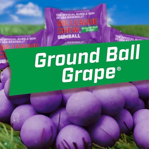 New Big League Chew Bubble Gum Dugout Bucket - 80 Pieces, Grape Flavor | Ideal for Baseball Games, Teams, Concessions, Parties, and More | 80 Individually Wrapped Gumballs thumbnail 4