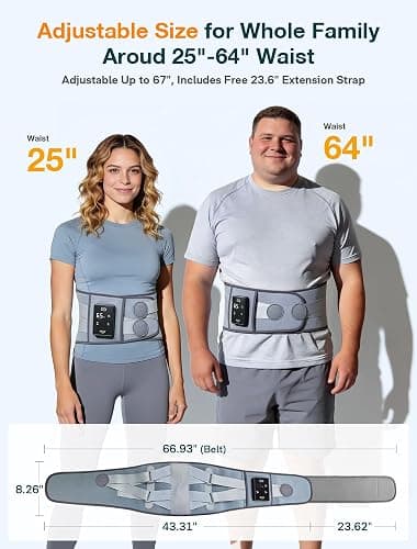 ALLJOY 67" Cordless Heating Pad for Back, FSA Eligible Items Only List, Father-s Day Gift-s for Dad Women Men, Portable Lower Back Massager with 3 Heat 5 Vibration, Wireless Heating Pad for Cramps thumbnail 6