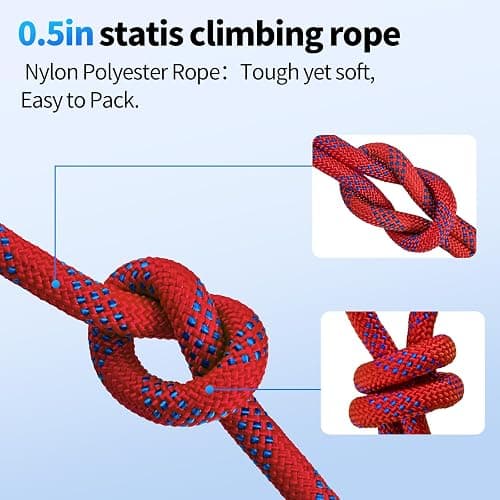 100Ft 1/2 Inch Heavy Duty Climbing Rope - for Tree Swing, Pulling, Outdoor & Gym Use (Red) thumbnail 5