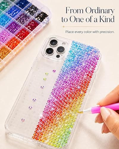 54000Pcs Bedazzling Kit, 60 Colors, 3mm AB Resin Jelly Rhinestones | Flatback gems with 3 B-7000 Glue Tubes, 60-Compartment Box, Tweezers and Trays for Tumblers, Phone Cases and DIY Crafts. thumbnail 4