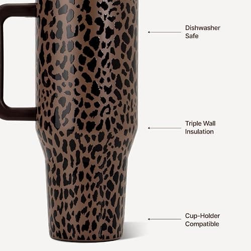 HydroJug Traveler 32oz, Insulated Tumbler with Handle & Straw, Brown Leopard thumbnail 3