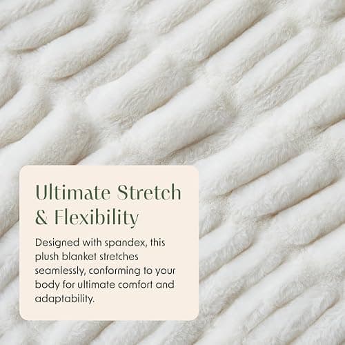 Springtree Home Luxury Micro Plush Throw Blanket for Couch | Fluffy Thick Faux Fur Blanket | White Throw Blanket | Lily Collection - White thumbnail 8