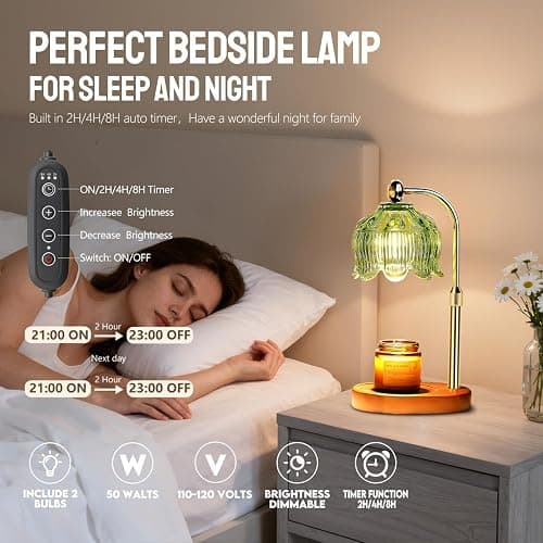 GEEZO Fragrance Candle Warmer Lamp，Electric Candle Warmer with Timer & Dimmer，Mom Christmas Birthday Gifts for Women, House Warming Gifts New Home Bedroom Decor thumbnail 3
