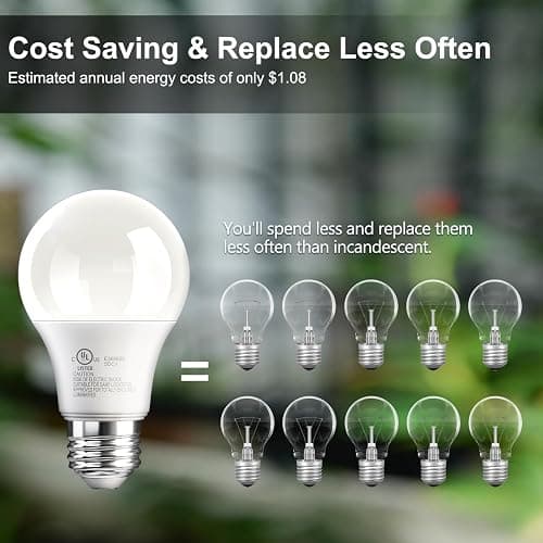 TJOY 6 Pack A19 LED Light Bulbs, 60 Watt Equivalent LED Bulb, Soft Warm White 2700K, Efficient 9W, E26 Standard Base, Non Dimmable Energy Saving Lightbulb, 800LM, 80 CRI, 120V, UL Listed thumbnail 3