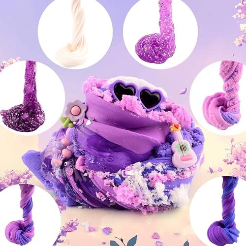 6 Pack Slime Kit, Purple Dream Slime Kids, Cloud Butter & Clear Slime, Party Favors, Toys for Girls Boys Ages 5 6 7 8 9 10 11 12, Goodie Bag Stuffers, Birthday Gift Ideas Cute Stuff thumbnail 2