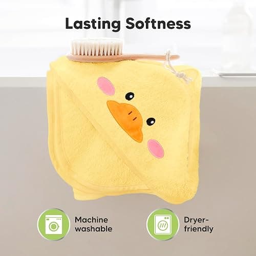 KeaBabies Hooded Baby Towel for Newborn, Baby Bath Towels (Duck, 35x35) | Viscose Derived from Bamboo, Large Baby Towels with Hood, Boys, Girls, Toddler, Soft Absorbent Baby Bath Essentials thumbnail 6