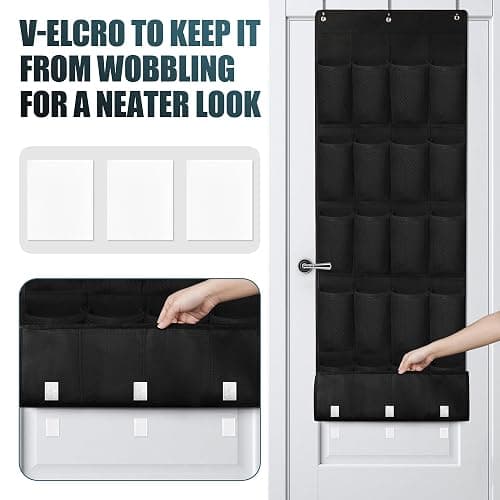 HARBULE 24 Large Pockets Upgraded Over the Door Shoe Organizer, Enhanced Hanging Solution Holder Closets, Shoe Cabinets for Everyone thumbnail 4
