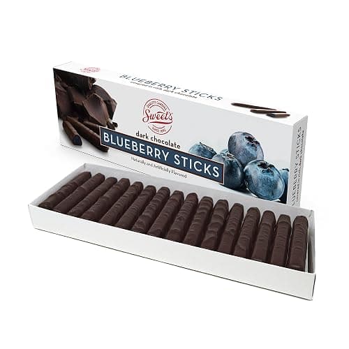 Sweet Candy Company Dark Chocolate Blueberry Sticks - Gourmet Chocolate Covered Sticks, Chocolate Fruit Flavored Sticks, Gift Idea for Holidays, Gluten Free, Kosher - 10.5 oz Box - Image 1