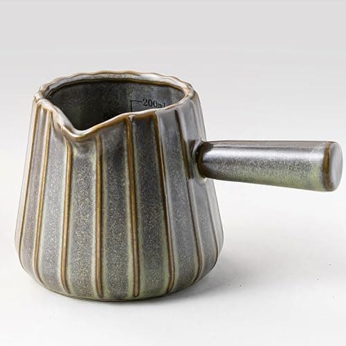 YHOJOY Espresso Cups Ceramic, 200ML Espresso Measuring Cup with Spout, Expresso Shots Cups with Handle, Espresso Accessories, Dark Green - Image 1