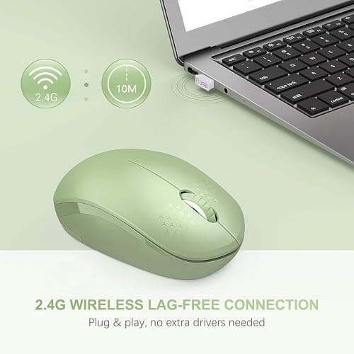 seenda Wireless Mouse, 2.4G Noiseless Mouse with USB Receiver Portable Computer Mice for PC, Tablet, Laptop with Windows System (Olive Green) thumbnail 5