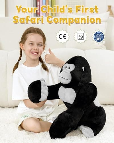 MaoGoLan Big Gorilla Stuffed Animal,23.6" Giant Gorilla Plush Toy,Soft and Cuddly Companion Plushie Gift for Gorilla Lover,Theme-Party Favor,Kids thumbnail 6