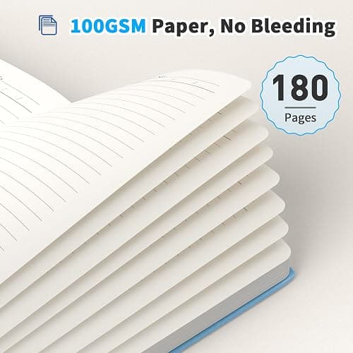 Oucaru 4 Pack A5 Lined Journal Notebook, 180 Pages 100 GSM Paper for Travel | 100 GSM Thick Paper No Bleed, 180 Lined Pages, 180° Lay Flat, Pen Holder, Back Pocket, 4 Pack Journal Set for Writing thumbnail 5