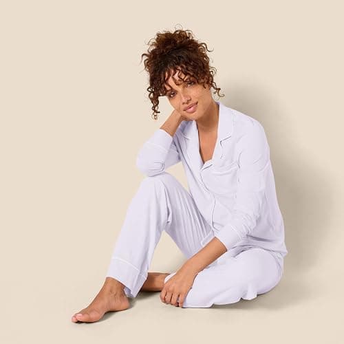 Amazon Essentials womens Cotton Modal Long-Sleeve Shirt and Full-Length Bottom Pajama Set thumbnail 5