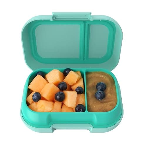 Bentgo Kids Snack - 2 Compartment Leak-Proof Bento Box Container for Snacks and Small Meals, Easy-Open Latch, Dishwasher Safe, BPA-Free for School, Daycare, & Sports - Ideal for Ages 3+ (Aqua) - Image 1