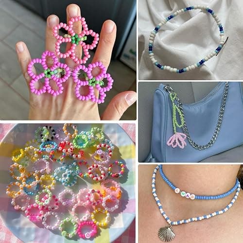 JHWELRG 12000+ Matte Perlen für Armbänder Selber Machen,Mit Mini-Glasperlen,Holzperlen,Buchstaben Beads & Zubehör,Geschenk für Erwachsene & Kinder DIY Schmuck Freundschaftsarmbänder & DIY Basteln thumbnail 5
