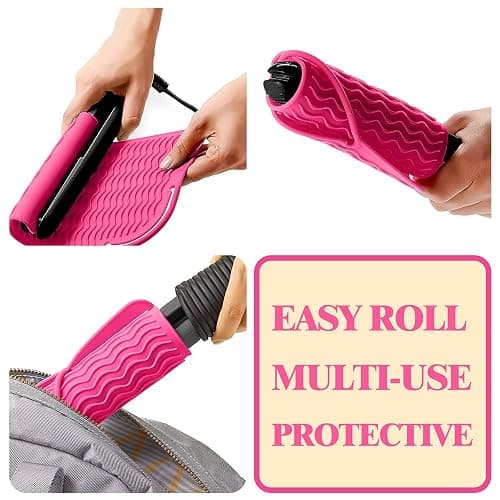 1 PC Heat Resistant Silicone Mat for Curling Iron Hair Straightener Flat Iron and Hot Styling Tools 9" x 6.5", Pink (1PC) thumbnail 7