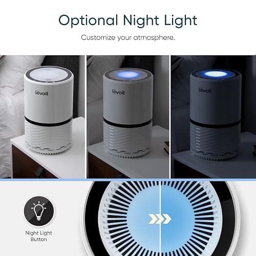 LEVOIT Air Purifier for Home, AHAM VERIFIED, High-Efficiency Filter for Smoke, Dust, Pollen, and Odors in Bedroom, Office, or Nursery, Optional Night Light, Quiet Operation, LV-H132, White thumbnail 4